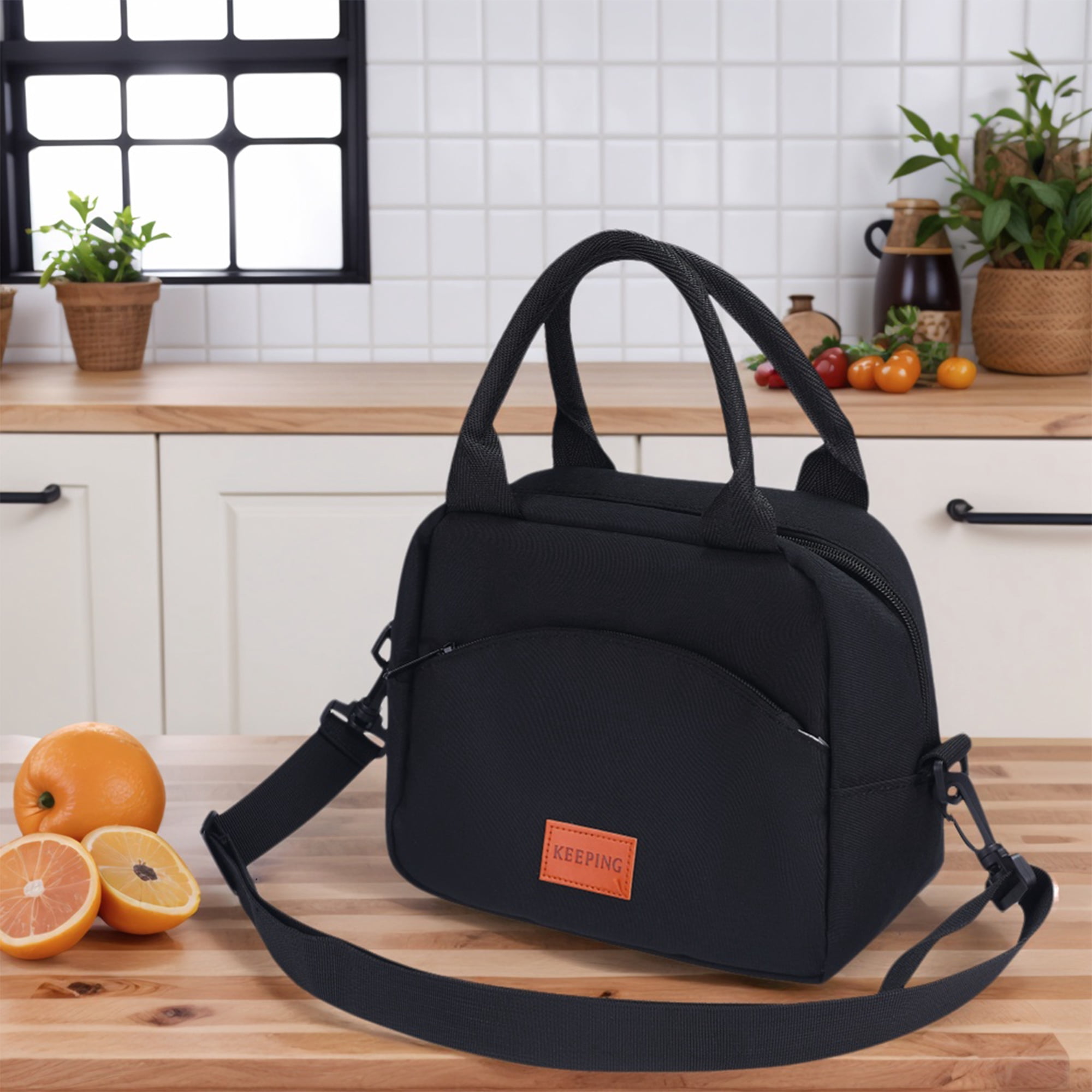 Unique Bargains Insulated Lunch Bag for Office, Picnic Black