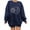 Navy Blue, variant on utcoco Womens Crew Neck Loose Fit Long Sleeve Pullover Tops