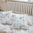 thumbnail image 6 of Blue Green Coastal Throw Pillow Covers 20x20 Inch Set of 2, Summer Beach Coral Shell Ocean Waterproof Outdoor Pillow Covers, Decorative Cushion Pillowcases for Couch, Sofa, Bed, Garden, Patio, 6 of 9