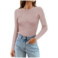 thumbnail image 2 of GJSYRH Women's Winter Fashion Long Sleeve Round Neck Ribbed Knit Slim Fit Casual Pullover Sweater Top for Everyday Wear, 2 of 8