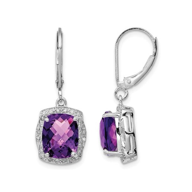 4.50 carat (CTW) améthyste naturelle Boucles d'oreilles en argent sterling