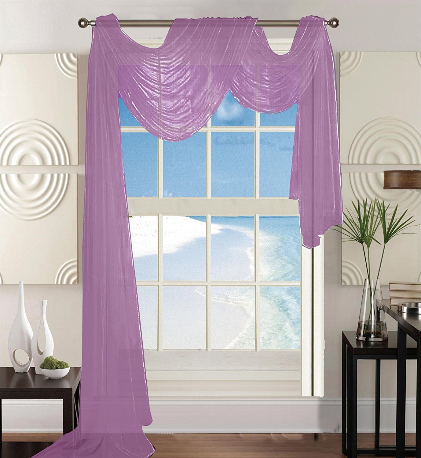 Elegant Comfort Beautiful Window Panel Curtain Sheer Voile Scarf 55" X