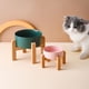 thumbnail image 4 of Cuenco de comida para perros y gatos, cuenco de cerámica para gatos con marco de bambú que aumenta la protección de la columna cervical, cuenco antigolpes, 4 of 5