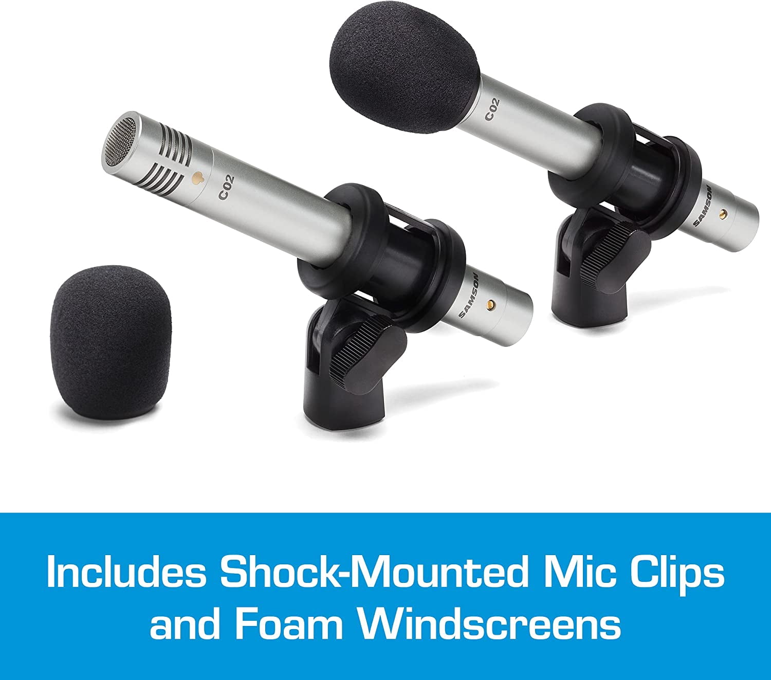 Samson C02 Pencil Condenser Pencil Microphones, Pair
