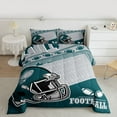 thumbnail image 2 of Manfei Green Football Helmet Bedding Comforter Set,Rugby Sport Twin Comforter Sets,Boys Ball Game Bedding Set For Kids,Ultra Soft Home Decor Reversible,2pcs, 2 of 8