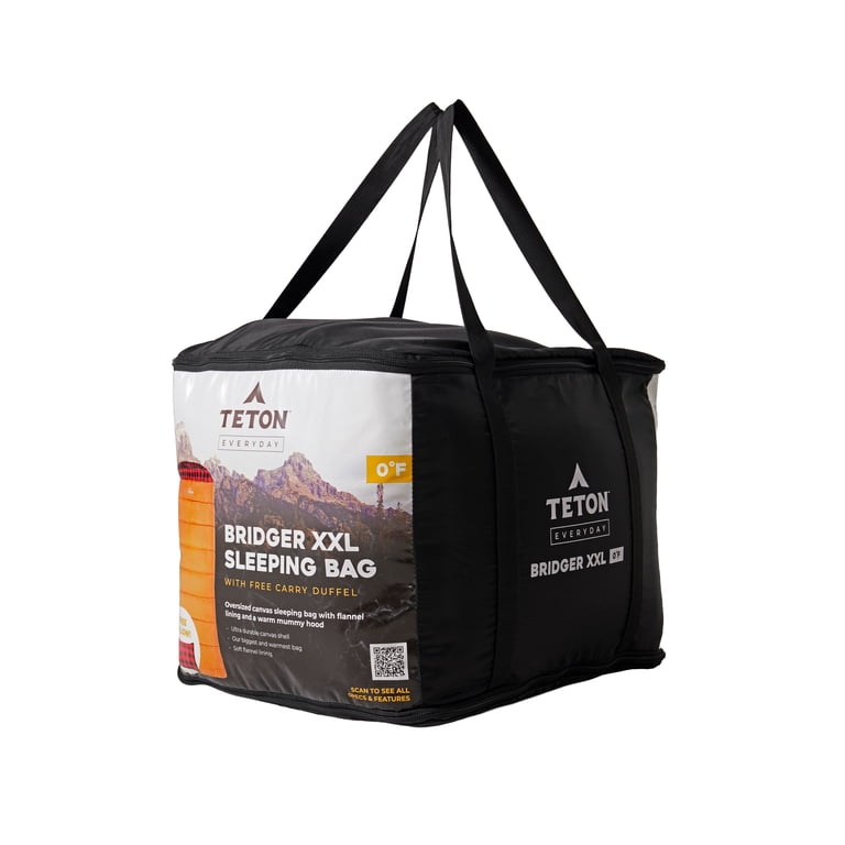 Teton Bridger XXL 0°F Sleeping Bag – Extra‑Wide Canvas Outdoor Bag