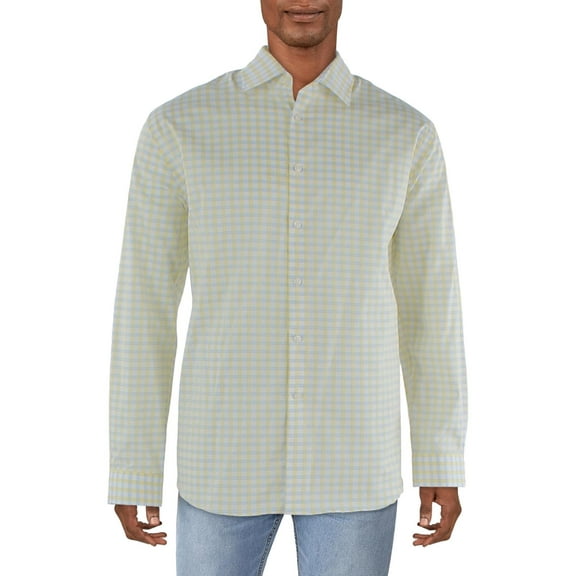 Michael Kors Mens Plaid Collared Button-Down Shirt