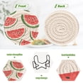 thumbnail image 4 of Yayeee 6 PCS Drink Coasters with Holder Set Woven Absorbent Round Tabletop Hot Pad, Cute Watermelon, 4 of 7