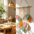 thumbnail image 6 of Boho Handwoven Leaf Macrame Wall Hanging, 15.8×26.8in Tapestry for Bedroom Living Room, 6 of 7