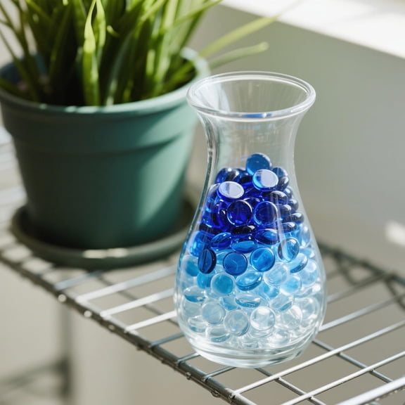 Glass Beads Vase Filler Aquarium Gravel Decor Flat Marbles Gems Pebbles Fish Tank Rocks Home Decorative Art Craft - Colors Mixed