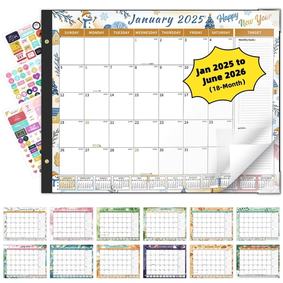 Calendario de escritorio Ospelelf 2025-2026, 22 x 17 cm, 18 meses