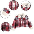 thumbnail image 5 of Esaierr Toddler Girls Fleece Plaid Jacket Lapel Kids Baby Autumn Winter Long Sleeve Thick Warm Coats Outerwear for 3-6 Years, 5 of 7
