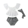 thumbnail image 4 of Ensemble 3 Pcs pour Bébé Fille d'Été: Robe à Épaules, Haut à Manches Courtes, Culottes à Rayures, 0-24 Mois, 4 of 4