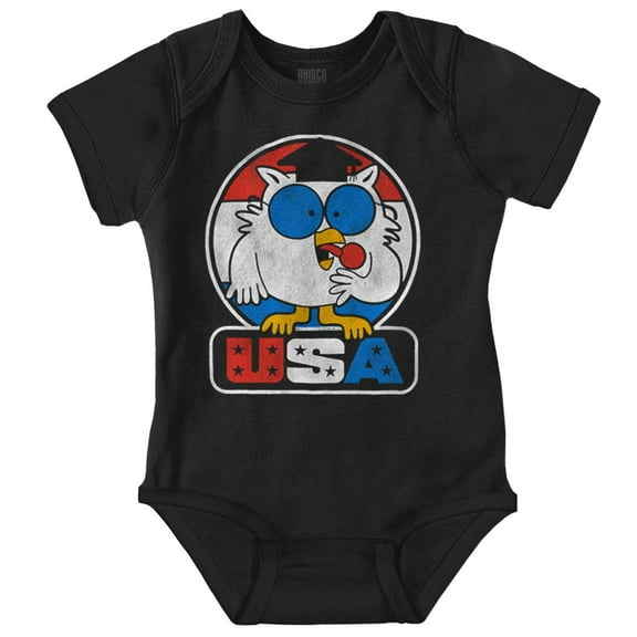 Tootsie Mr Owl USA American Patriot Romper Boys or Girls Infant Baby Brisco Brands NB