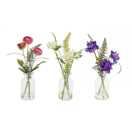 UPC 746427705592 product image for Melrose International Floral Silk Flower In Glass Vase - Set of 6 | upcitemdb.com