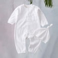 thumbnail image 2 of Coerni Boys Girls Clothes Set New Born Baby Romper Hat Ribbed Knit Button Bodysuit Solid Coming Home Outfit Birthday Jumpsuit, 2 of 9