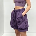 thumbnail image 5 of Women's Quick Dry Hiking Cargo Shorts with Zipper Pockets Lightweight Athletic Shorts for Workout Travel, L, 5 of 7