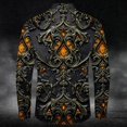 thumbnail image 4 of Mens Shirts Casual Carnival Gothic Festival Print Long Sleeve Top Dark Style Comfortable Shirt for Men Orange S, 4 of 5