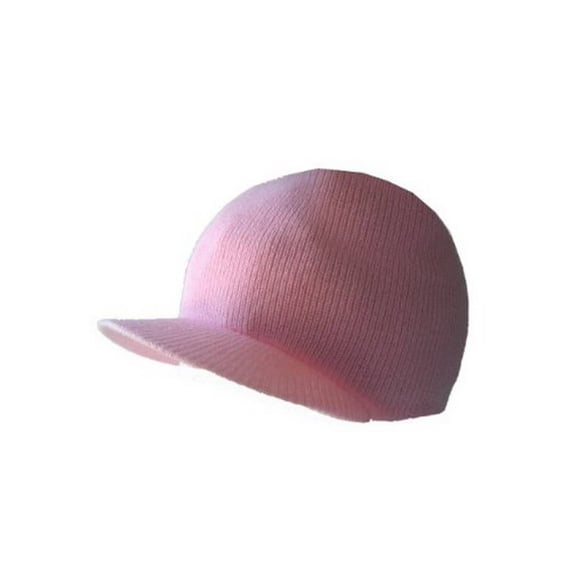 New Plain Cuffless Winter Beanie Visor, Pink