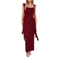 thumbnail image 1 of Vestido PRETTYGARDEN 2025 Verano Sin Mangas Maxi con Volantes Vino Tinto Talle S, 1 of 8