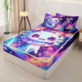 thumbnail image 2 of Erosebridal Kawaii Cosmic Space Axolotl Pattern Zipper Twin Comforter Sets with Fitted Sheet and 2 Pillowcases,Galaxy Planet Print Zipper Bedding Set,Violet Cyan Pink,Reversible, 2 of 6