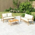 thumbnail image 1 of vidaXL Garden Bench with Cream White Cushions Bamboo, 1 of 4
