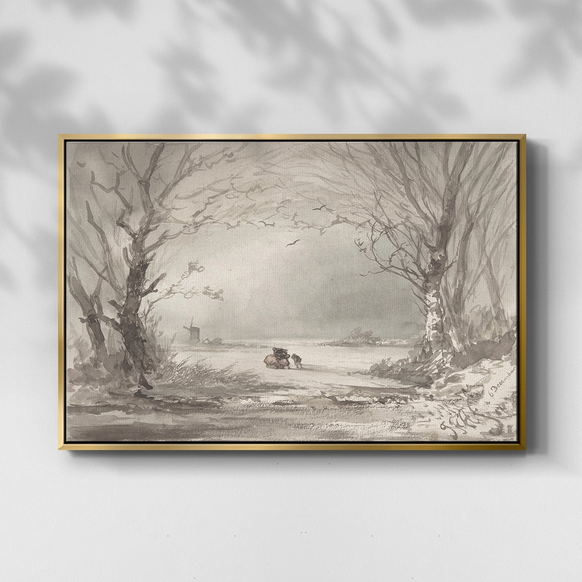 Vintage Landscape-CLXI By Wexford Home Framed in Gold Wood Gallery Wrapped Canvas 25 in. x 37 in.