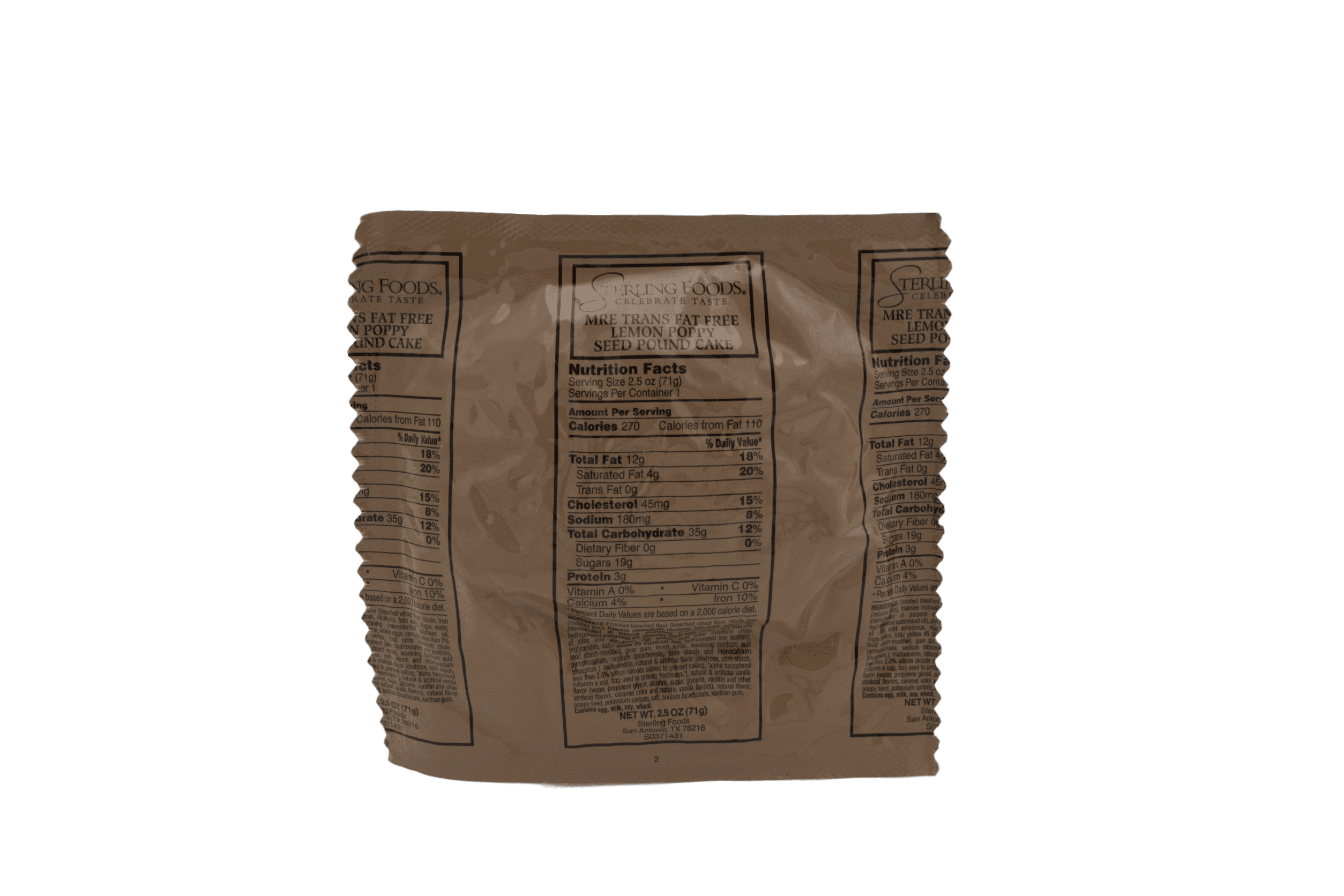 Lemon Poppy Seed Pound Cake MRE Dessert Emergency Camping Food Snack Backpacking