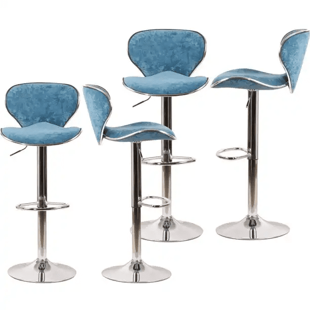 Magshion Velvet Adjustable Counter Height Bar Stools Set of 4, Swivel