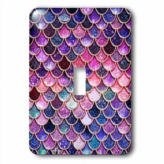 3dRose, Multicolor Girly Trend Pink Luxury Elegant Mermaid Scales Glitter, single toggle switch
