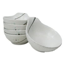 Pack Of 5 Yukino Hana Ceramic Ponzu Sauce Soup Shallow Bowls With Handle 5oz