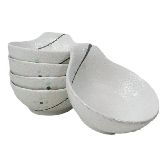 Pack Of 5 Yukino Hana Ceramic Ponzu Sauce Soup Shallow Bowls With Handle 5oz