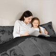 thumbnail image 4 of Castle Fairy Gothic Skull Letter M Full Size Comforter Sets 3 Pieces for Adults,Spooky Damask Bedding Sets,Black Reversible, 4 of 6