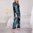 thumbnail image 3 of Yiaed Moon Wolf Warrior Print Pajamas Women's Long Sleeve Sleepwear Soft Button Down Loungewear Pjs Lounge Set Nightwear Womens Pajama Pants-XX-Large, 3 of 7