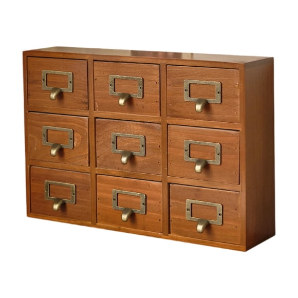 Organizador de cajones de madera rústica para tocador, escritorio, caja de almacenamiento con 9 cajones para armario, mesita de noche, encimera, vitri