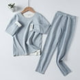 thumbnail image 2 of Odeerbi 4-16 Years Teen Boys Girls Soft Pajamas Long Sleeve Solid Color Long Johns Thermal Underwear Set Solid Color Sleepwear Comfortable Pajama Set Teen Boys Girls Clothes, 2 of 4