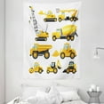 thumbnail image 1 of Boy's Tapestry, Abstract Images of Construction Vehicles and Machinery Trucks Bulldozer Crane, Wall Hanging for Bedroom Living Room Dorm Decor, 60W X 80L Inches, Earth Yellow Black, by Ambesonne, 1 of 2