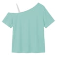 thumbnail image 4 of hoksml Girls One Shoulder T-Shirt, Short Sleeve Casual Top, Kids Off Shoulder Tee for Back to School, 4 of 9
