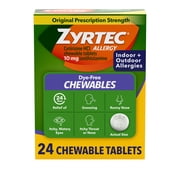 Zyrtec 24 Hour Allergy Relief Chewables, 10 mg Cetirizine HCl, 24 Count