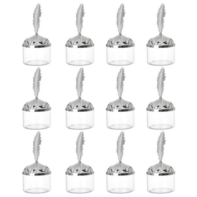POINTERTECK 12Pcs Transparent Candy Boxes Large Capacity Golden And Silver Plated Plastic Candy Jars for Home Party Baby Shower