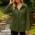 thumbnail image 5 of Annhoo Windbreakers Jackets for Women Mock Collar Full Zip Cinched Drawstring Waist Cargo Pocket Hiking Coat, 5 of 6