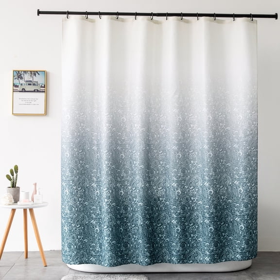 Glipmire Gradient Shower Curtain For Bathroom ,Decorative Roland Shower Liner ,Household Printed Bath Curtains Set With Hooks -180W x 200H