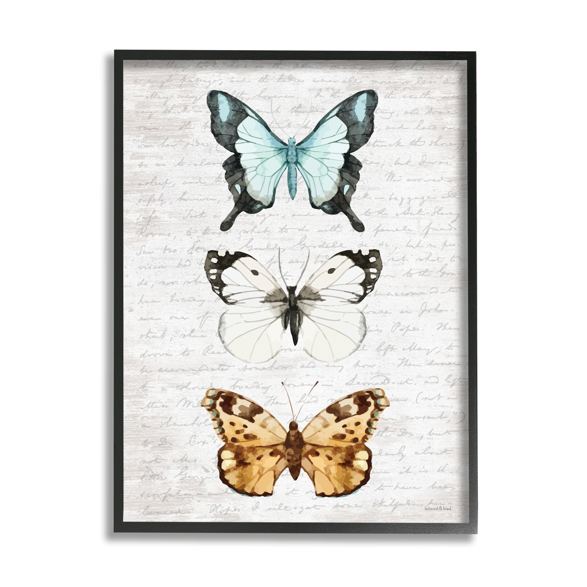 Stupell Industries Butterfly Insect Collection Vintage Scripture Text Pattern,24 x 30, Design by Lettered and Lined