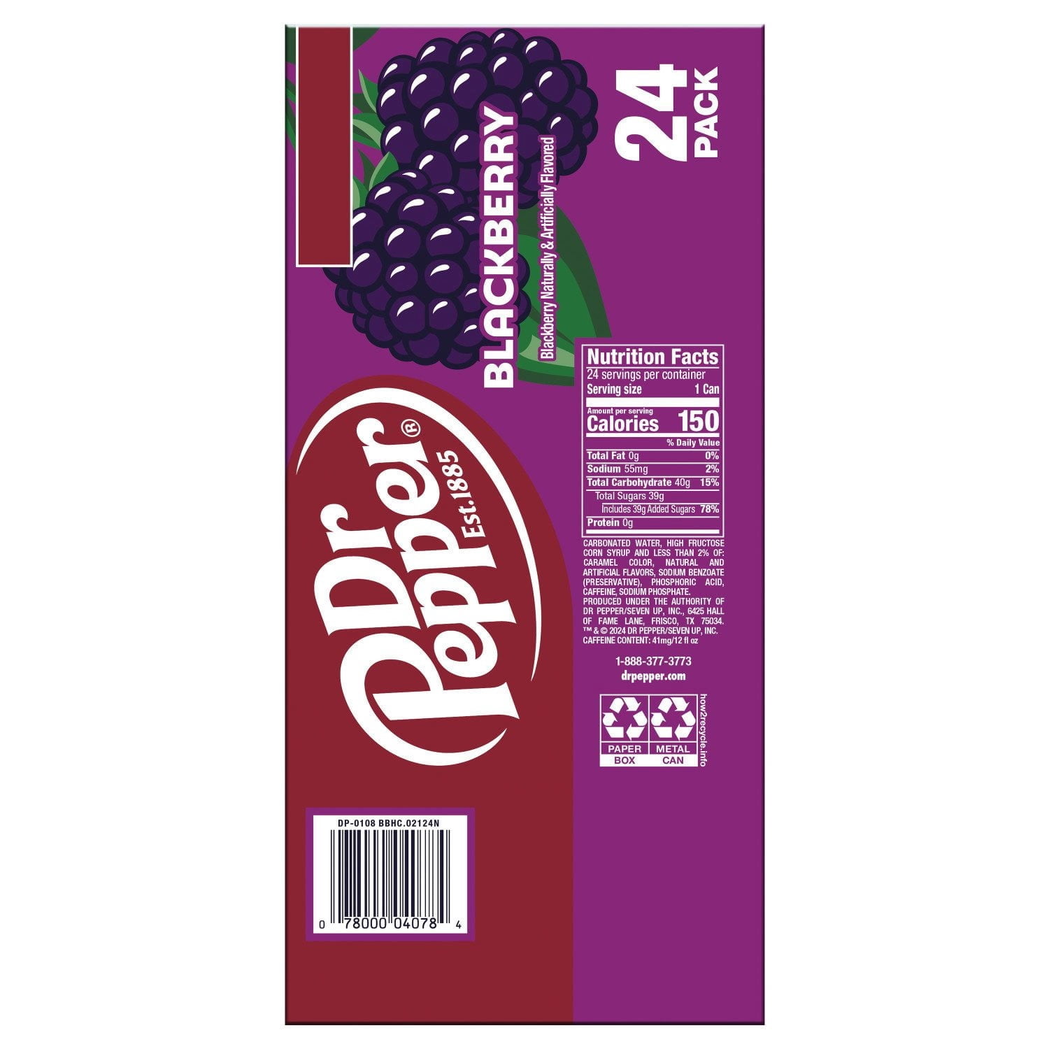 Dr Pepper Blackberry Soda, 12 Fluid Ounce (Pack of 24)