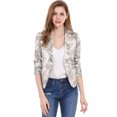 thumbnail image 1 of Chaqueta abierta de la chaqueta del traje de la cosecha del trabajo de la oficina del frente de las mujeres Beige-Floral XL, 1 of 6