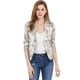 thumbnail image 1 of Chaqueta abierta de la chaqueta del traje de la cosecha del trabajo de la oficina del frente de las mujeres Beige-Floral XL, 1 of 6