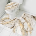 thumbnail image 3 of Marble Gold Bath Mat 3 Piece Bathroom Rug Set, Abstract Luxury Wave Gold Marbling Modern Non Slip Bath Rug Contour Mat and Toilet Lid Cover, Absorbent Shower Mats Soft Bath Rugs and Mats Sets, 3 of 8