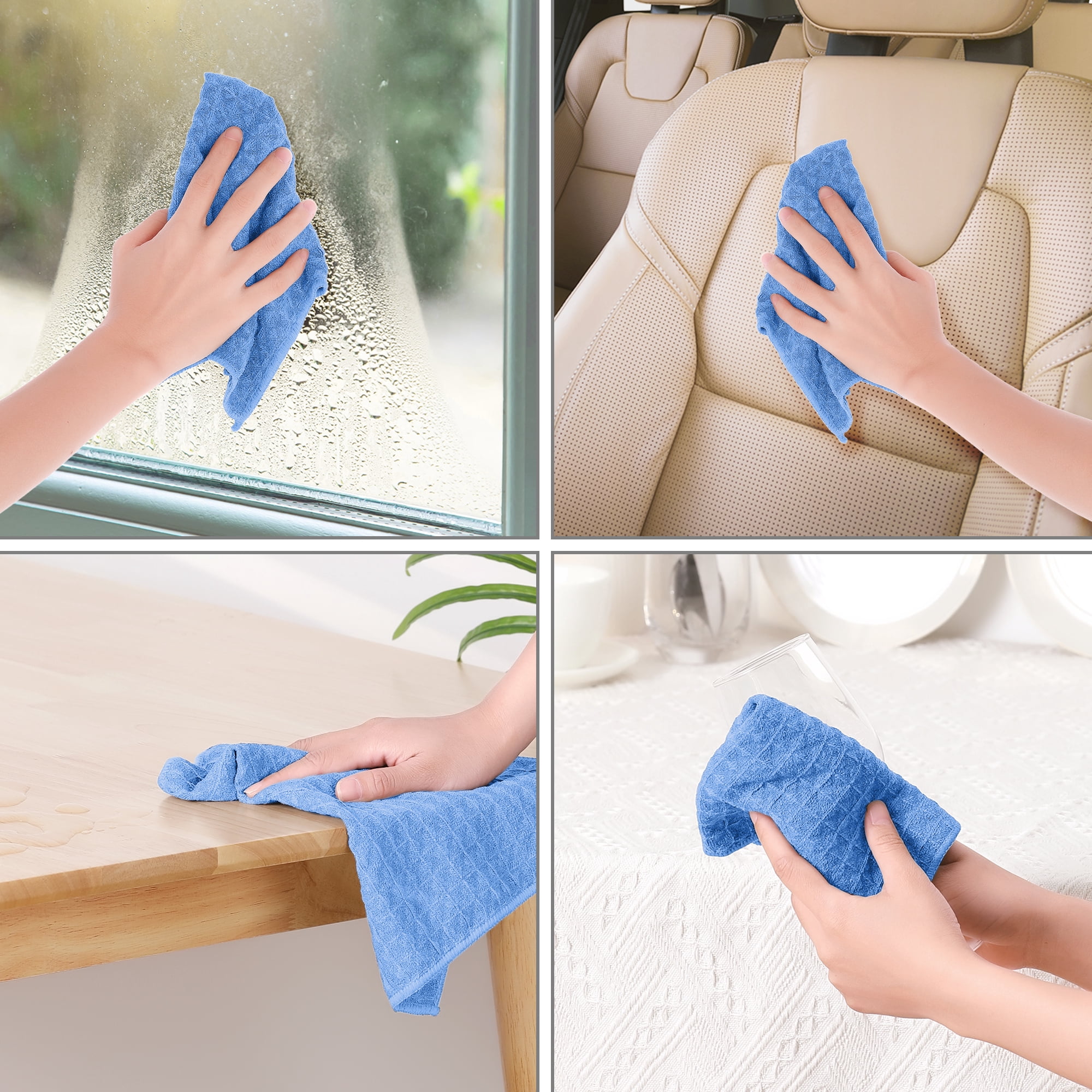 Unique Bargains Waffle Weave Kitchen Cleaning Absorbent Kitchen Towels Blue 10pk 10" x 10"