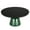 Green/Black, variant on LeisureMod 30" Round Coffee Table with Glass Top and Black Powder-Coated Iron Rim Tempered Glass Pedestal Base No Assembly for Modern Home, Living Room Tully Collection in Blue/Black
