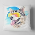 thumbnail image 2 of Designart Siberian Husky Dog in Sunglasses - Animal Throw Pillow - 16x16, 2 of 5